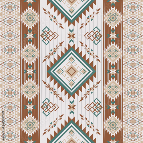 Ethnic geometric stripes pattern. Vector ethnic aztec geometric stripes seamless pattern background. Use for fabric, textile, ethnic interior decoration elements, upholstery, wrapping.