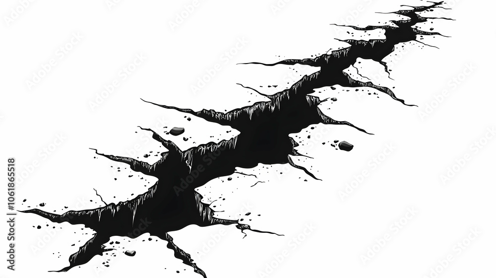 Obraz premium Deep Crack in the Ground, fissure, earth, soil, surface, broken