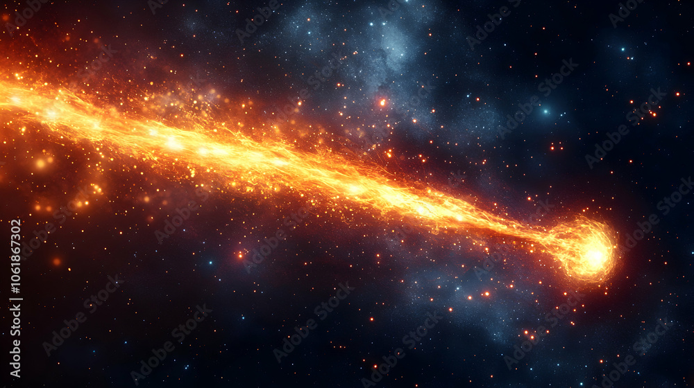 Fototapeta premium Blazing Comet in Space, galaxy, stars, night sky, universe, cosmos