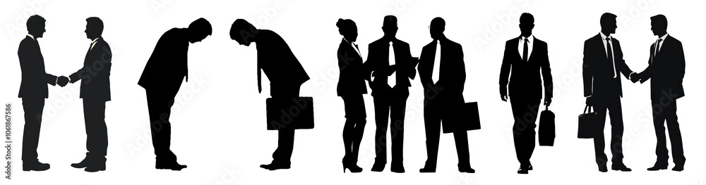 silhouette 2d graphic of business people meeting png cut out element set silhouette 2d graphic of business people meeting png cut out element set