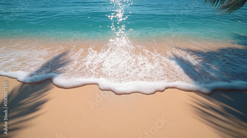 A sea wave arrives at the Sandy Beach photo
