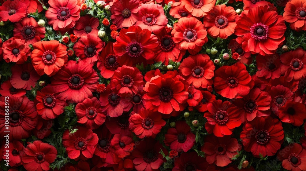 Vibrant Red Anemone Flowers Close-up Vibrant Red Anemone Flowers Close-up