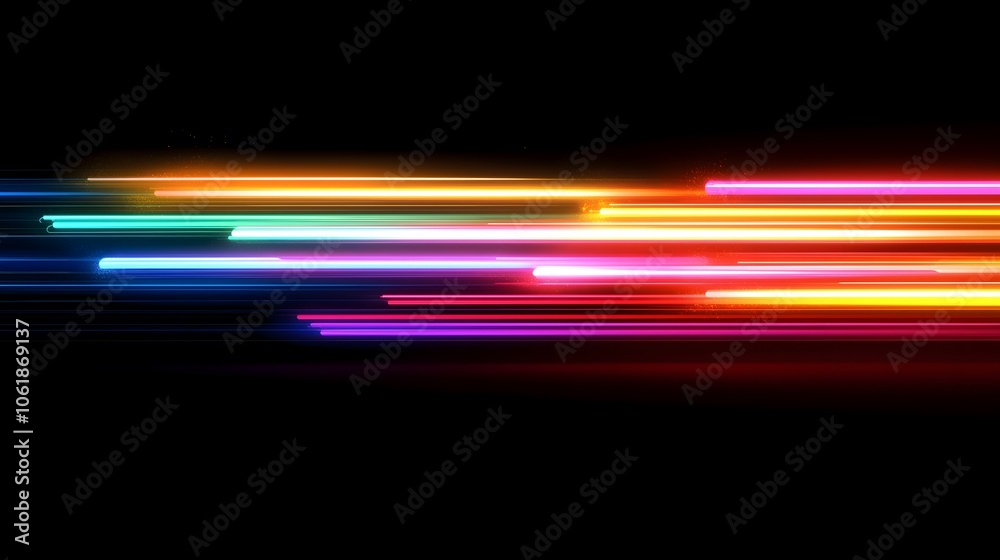 Fototapeta premium Vibrant Light Streaks on Black Background