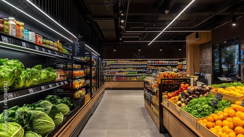 Fresh Produce Aisle in Modern Supermarket