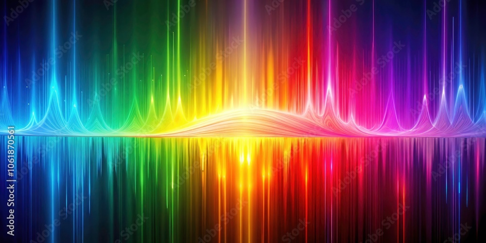 Vibrant Sound Wave Spectrum Abstract on Rainbow Background - Stunning Visuals for Music and Audio Concepts, Dynamic Art for Technology, Wellness, and Creative Projects Vibrant Sound Wave Spectrum Abstract on Rainbow Background - Stunning Visuals for Music and Audio Concepts, Dynamic Art for Technology, Wellness, and Creative Projects