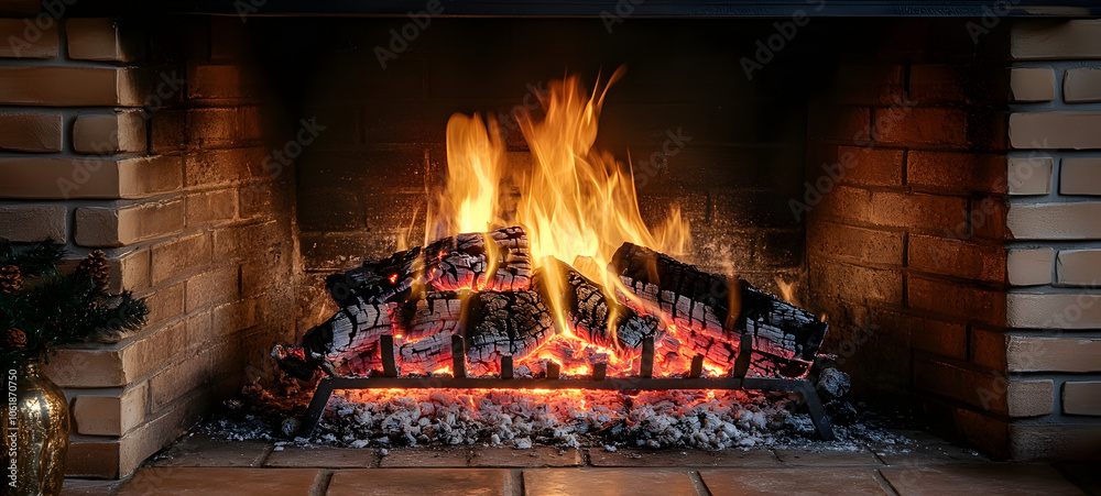 fireplace with burning logs flames fireplace with burning logs flames