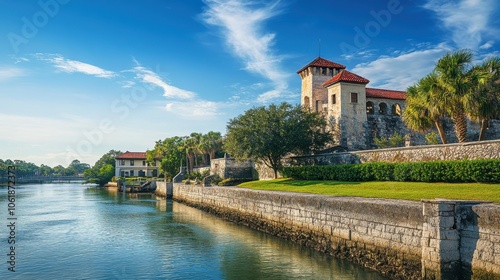 Wallpaper Mural A stunning view of Castillo de San Marcos captured during a bright, sunny day near the serene waters of the historic St. Augustine, Florida Torontodigital.ca