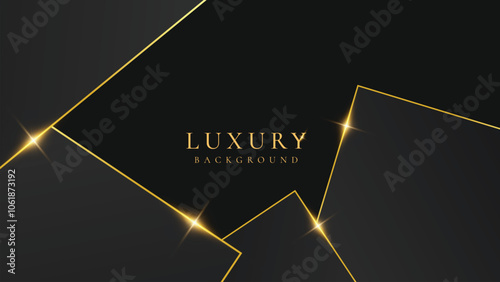 Abstract black, gray  and shining golden lines luxury background with rectangle shape