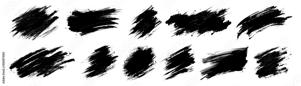 Brush stroke art png cut out element set Brush stroke art png cut out element set
