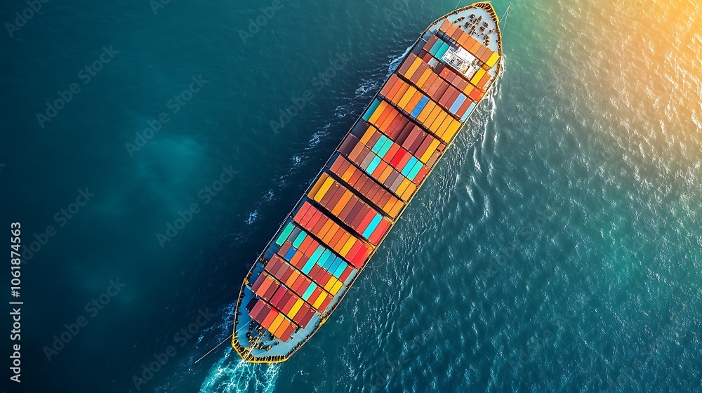 Aerial view of a cargo ship with containers, Background container ship Aerial view of a cargo ship with containers, Background container ship