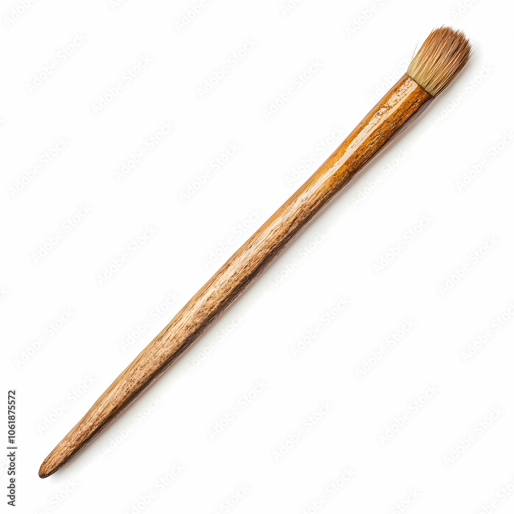 Wooden Paintbrush Isolated on White Background, handle, art, painting, craft, supplies Wooden Paintbrush Isolated on White Background, handle, art, painting, craft, supplies