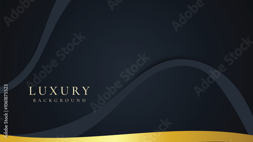 Abstract  blue dark and gold lines luxury background