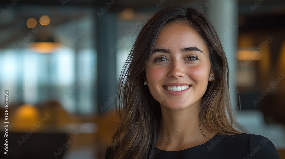 Portrait of a smiling woman looking directly at the camera. Portrait of a smiling woman looking directly at the camera.