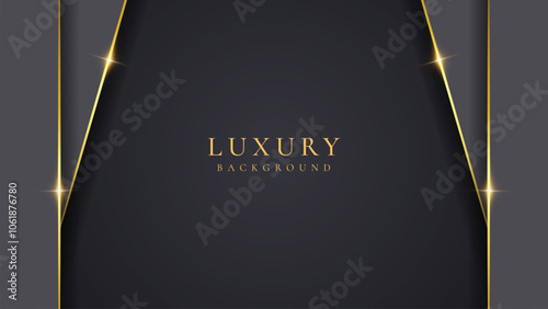 Abstract shape black and gold lines luxury background