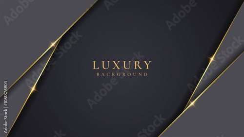 Abstract shape black and gold lines luxury background