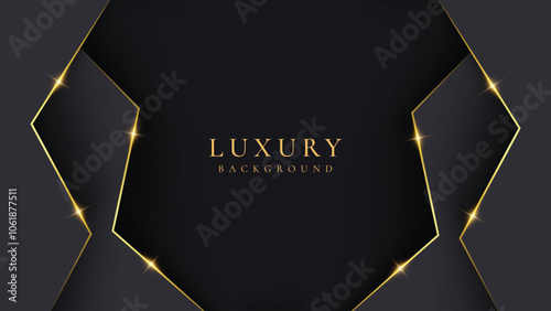 Abstract gray and shining golden lines luxury background