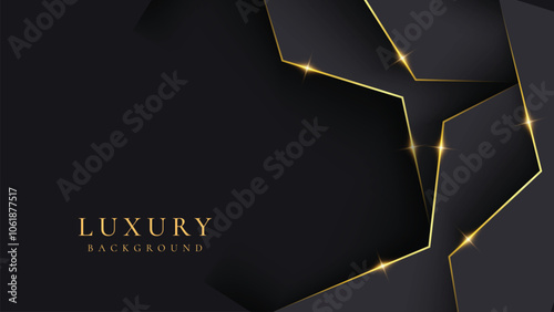 Abstract gray and shining golden lines luxury background
