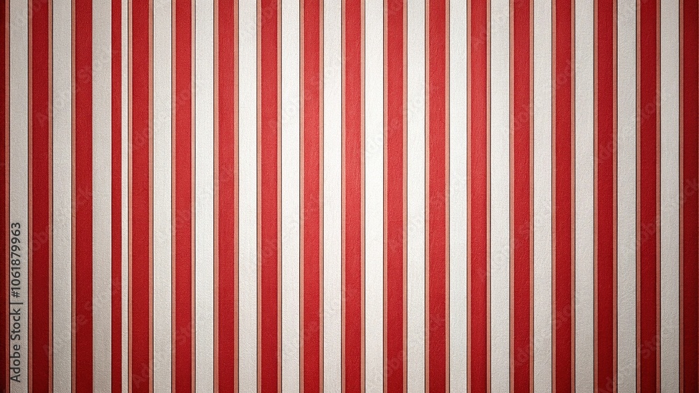 Naklejka premium Red and white striped wallpaper with a subtle texture creating a playful and cheerful atmosphere, whimsical feel, red and white striped wallpaper
