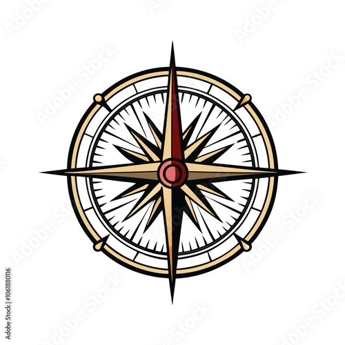 Design a stylized compass icon with sharp, angular lines that convey a sense of direction and exploration.