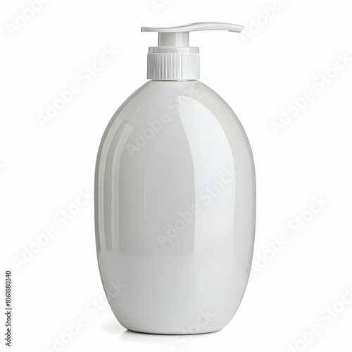 White Plastic Pump Bottle Mockup, plastic bottle, white bottle, design, template, branding