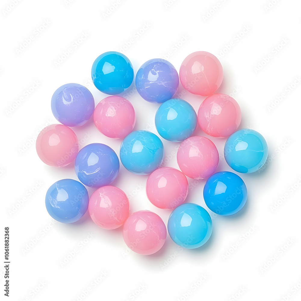 Colorful Round Balls, sphere, blue, pink, purple, pastel