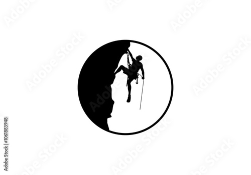 rock climber icon design template logo vector illustration