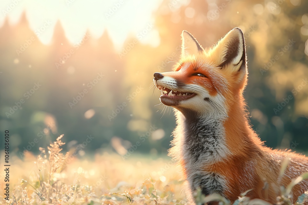Playful Fox Enjoying a Warm, Sunny Day Playful Fox Enjoying a Warm, Sunny Day
