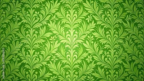 Vibrant green leaf pattern wallpaper with intricate designs and organic shapes, green wall art, botanical prints