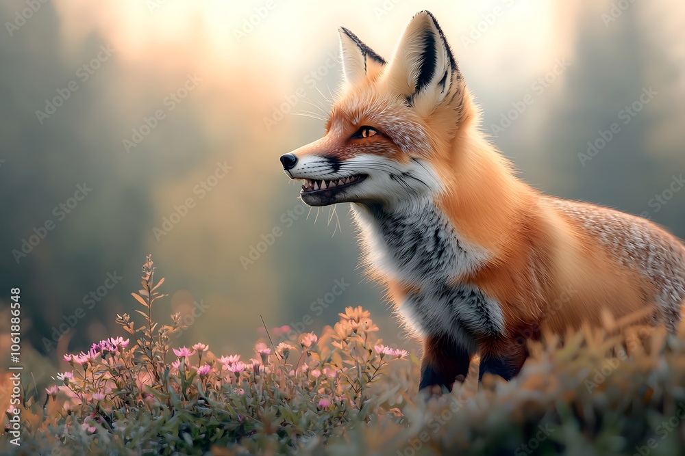 Sly Fox with Grin in Natural Setting Sly Fox with Grin in Natural Setting