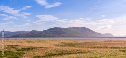 Coastal landscape in Finnmark in Northern Norway near Tanafjord