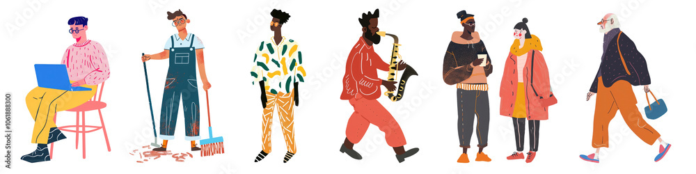 Fototapeta premium people character lifestyle png cut out element set