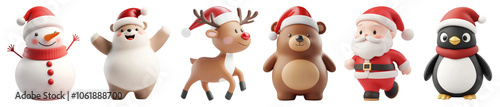 PNG cute 3d christmas, element set on transparent background