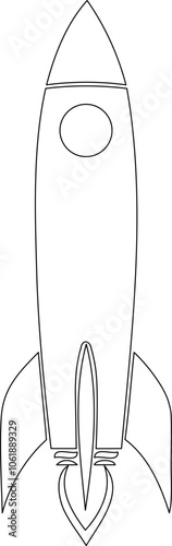 Illustration of a minimalist rocket, just lines, heading towards heights. Image that refers to growth, evolution, increase, enrichment