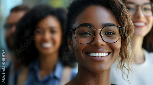 A close-up of a diverse bank customer service team helping clients with multilingual services