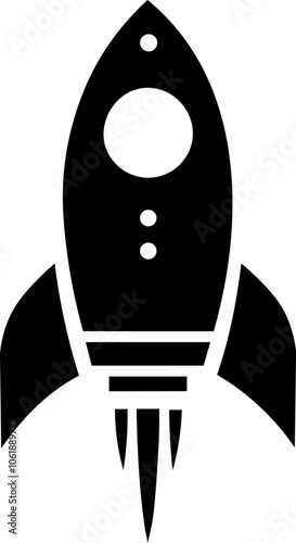  Minimalist rocket illustration taking off into space. Image that refers to growth, evolution, increase, enrichment