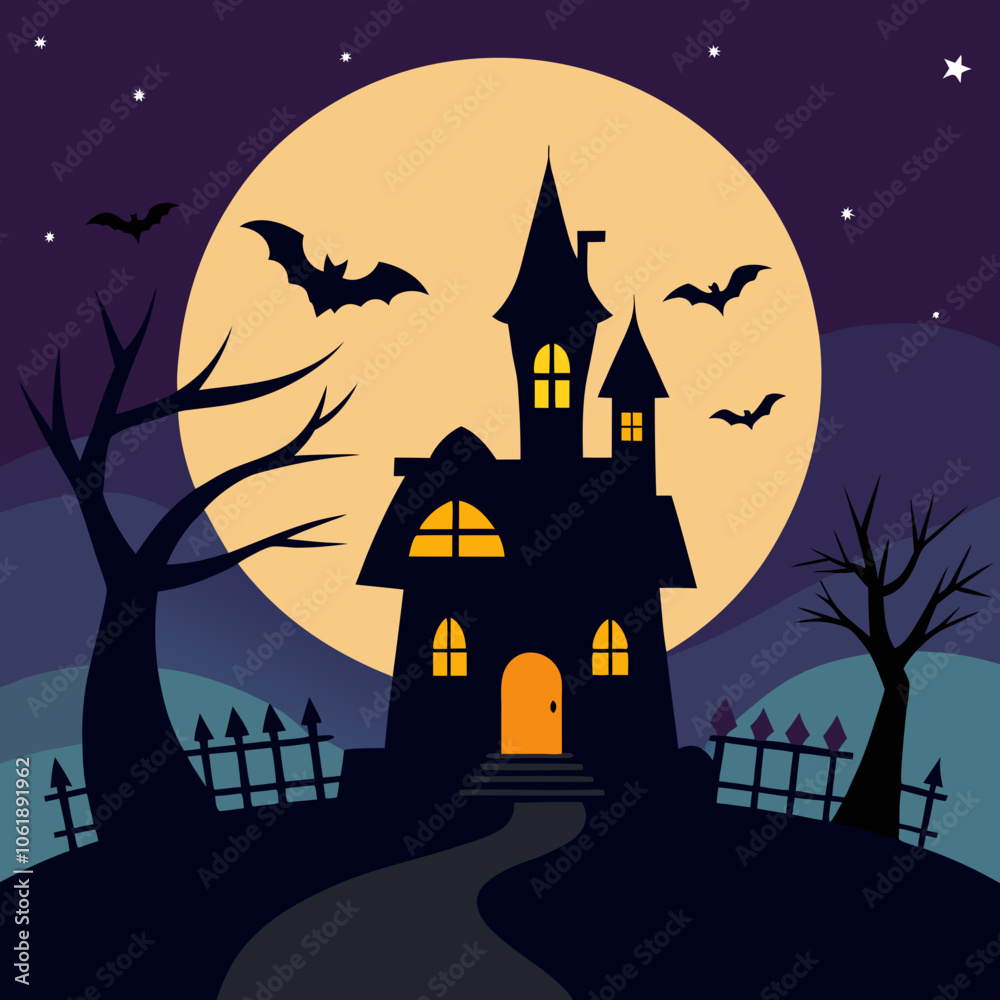 halloween background with house