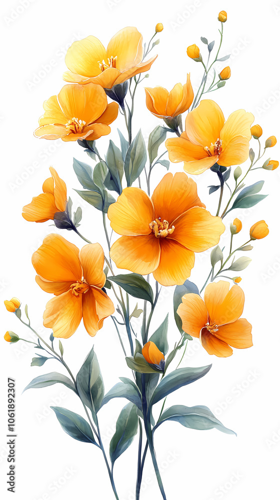 Oncidiums Orchids flowers  Isolated on white background.