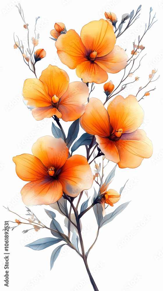 Oncidiums Orchids flowers  Isolated on white background.