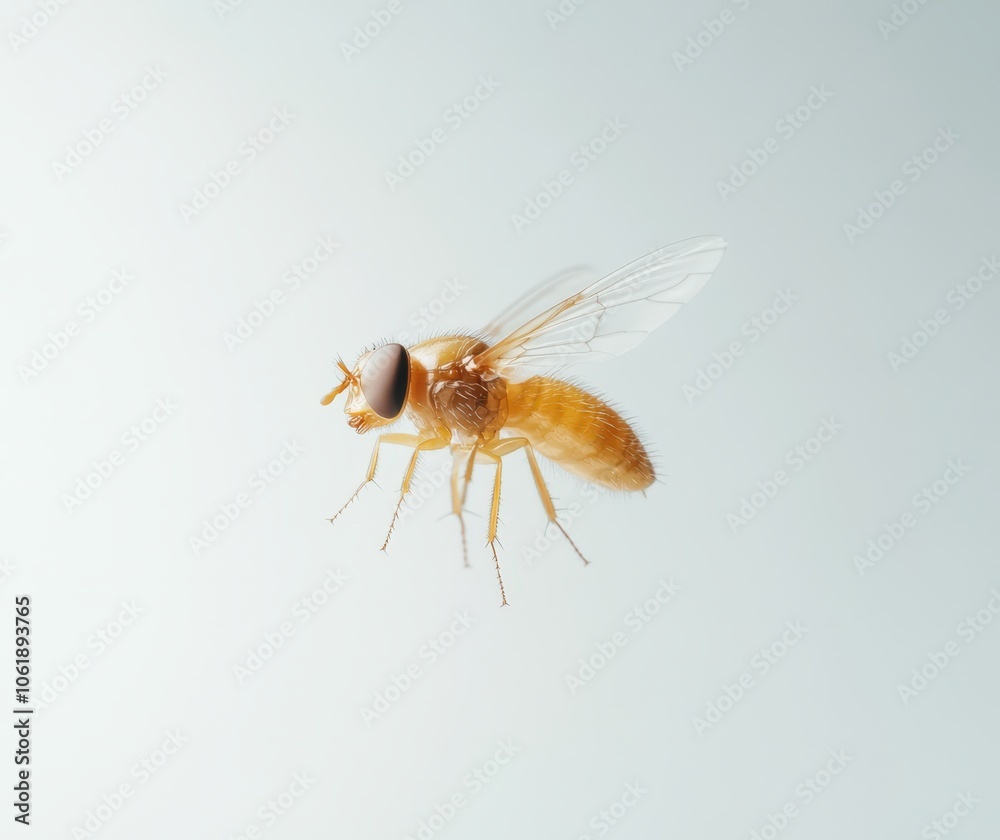 Close-up of a vibrant yellow fly with intricate details Close-up of a vibrant yellow fly with intricate details