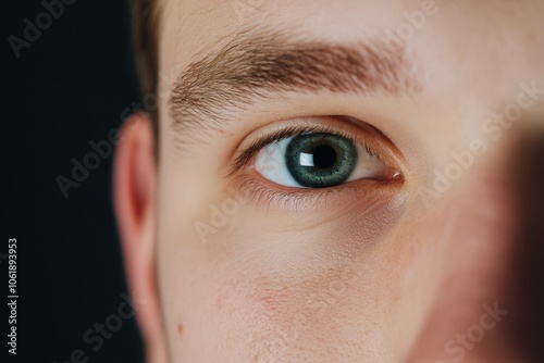 close-up of a person's eye with a vibrant green iris