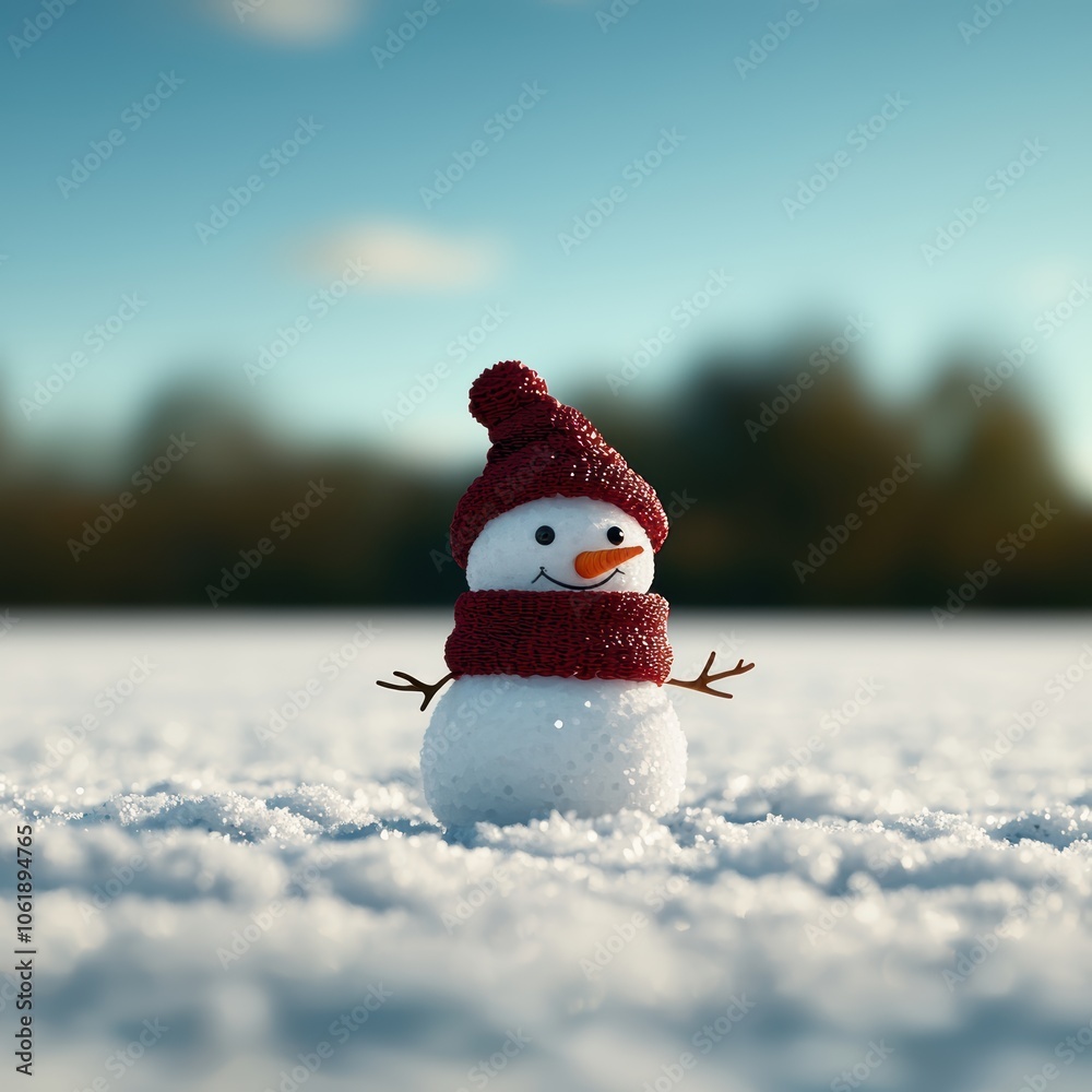 Obraz premium Charming Snowman in a Winter Landscape Scene