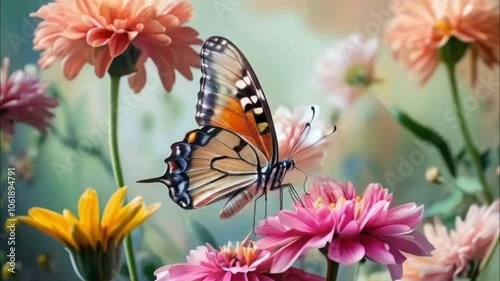 beautiful butterflay and flowers photo