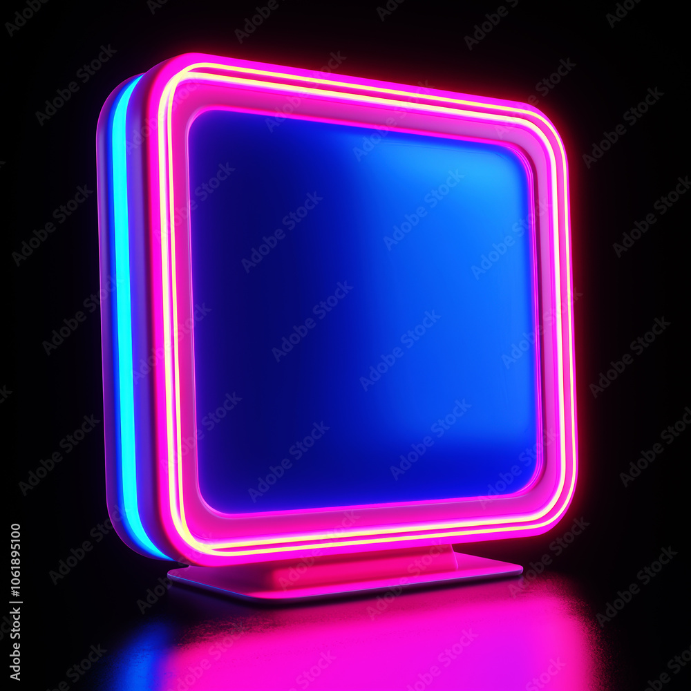 Vibrant Neon Light Display with Blue Background Vibrant Neon Light Display with Blue Background