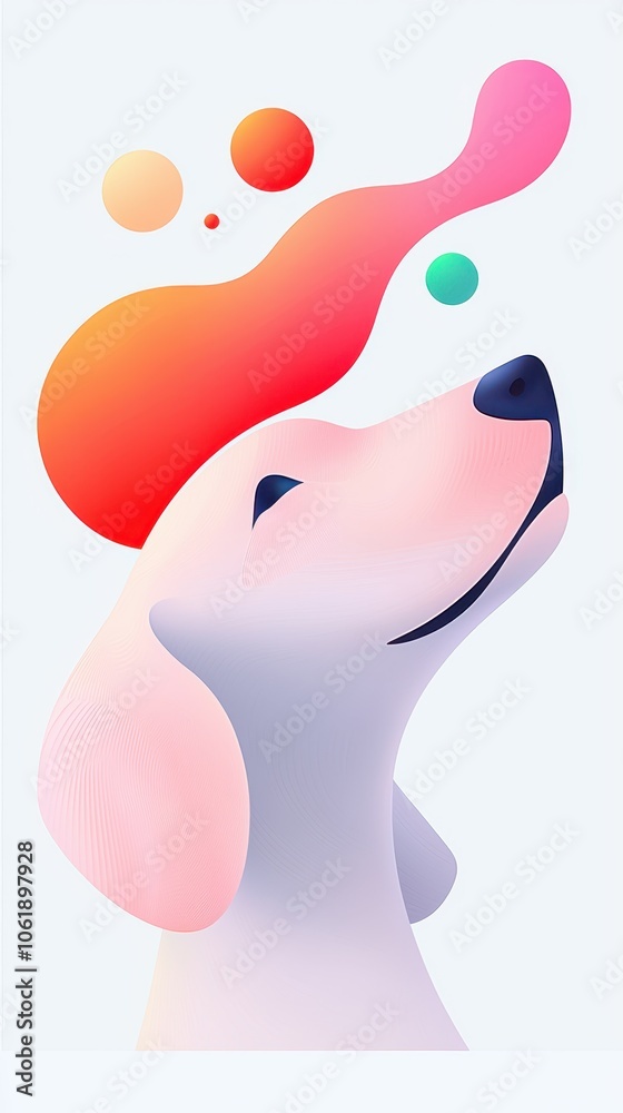Cute Dog Smiling in Pastel Colors Illustration Cute Dog Smiling in Pastel Colors Illustration