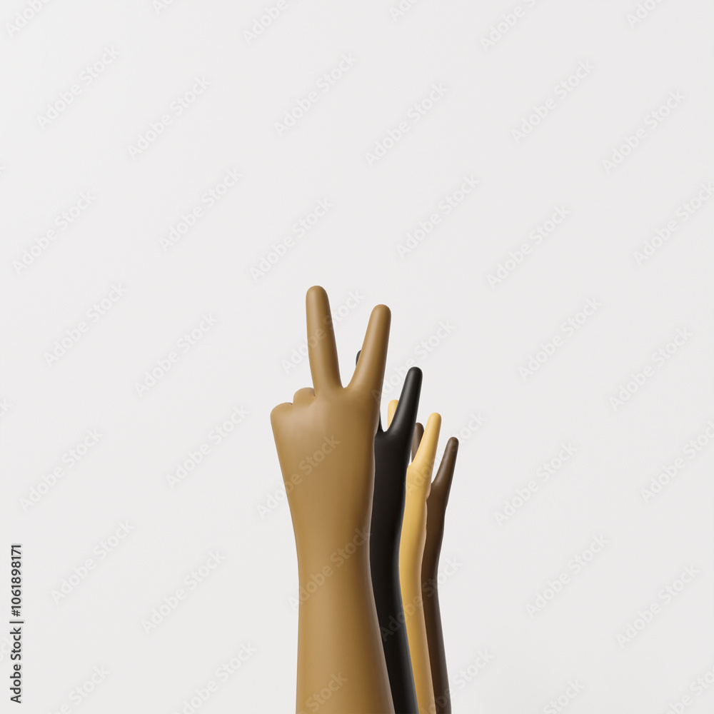 Fototapeta premium Peace and Diversity - Hands Making Victory Sign