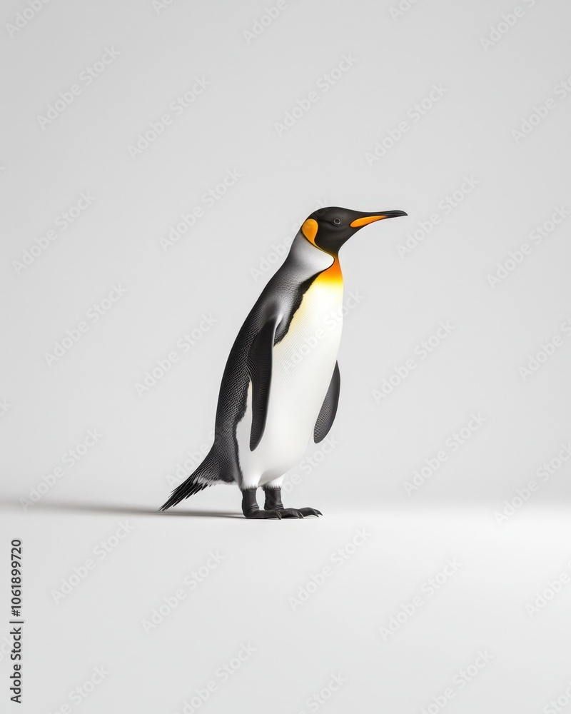 Naklejka premium Elegant emperor penguin standing against a plain background