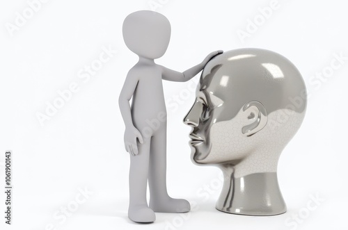 a man symbolizes thoughts, reflection, throwing a cloud of thoughts