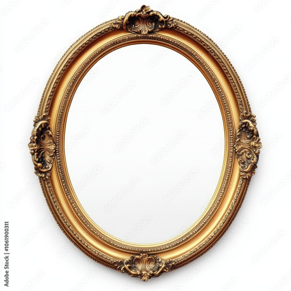 Obraz premium Antique Oval Gold Frame with Decorative Details
