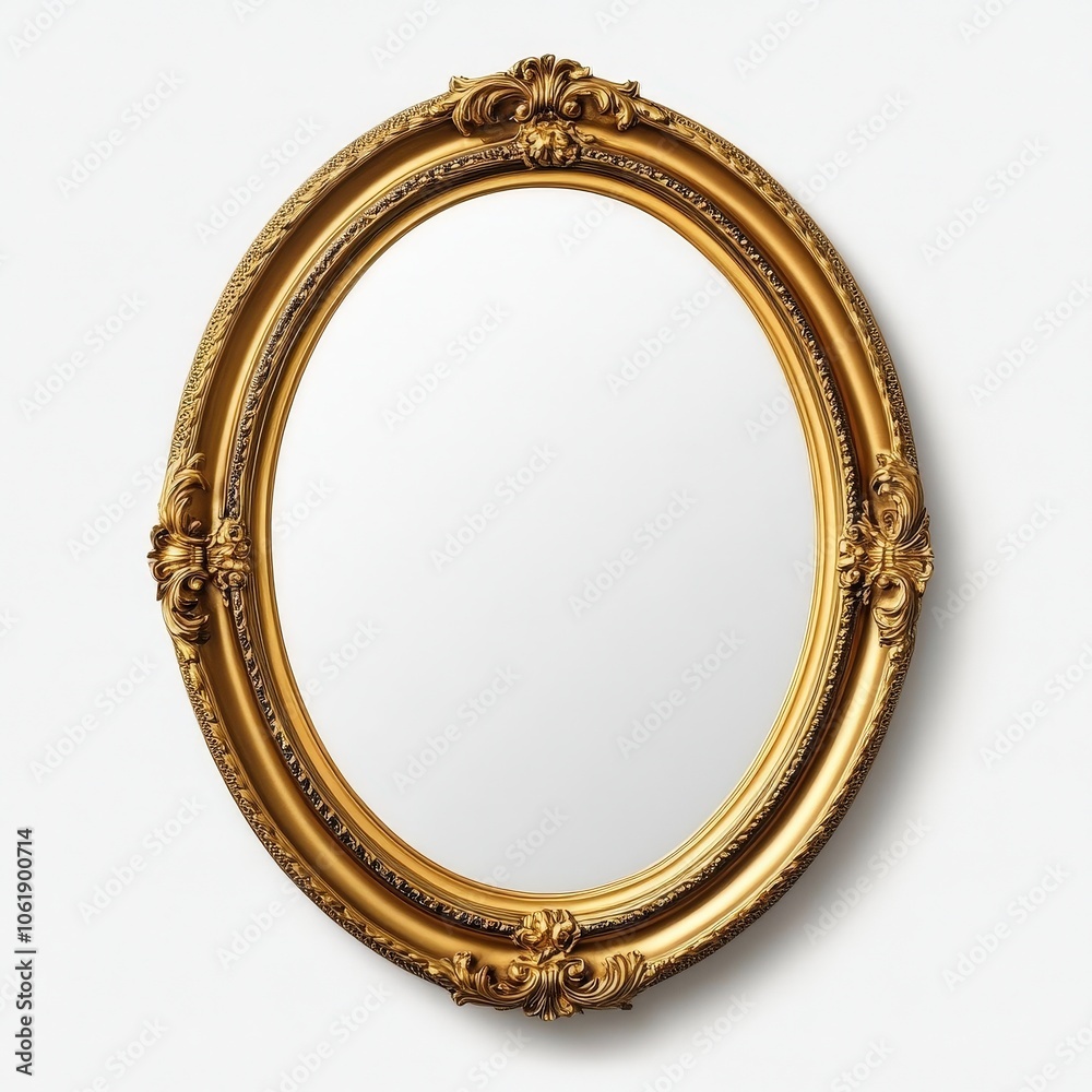 Elegant Antique Gold Oval Mirror with Intricate Design Elegant Antique Gold Oval Mirror with Intricate Design