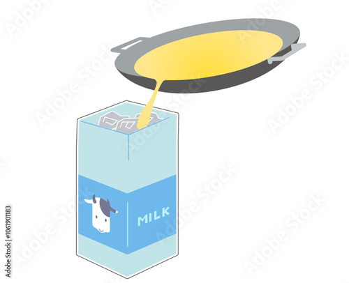 使用済みの食用油を新聞紙を詰めた牛乳パックに入れて捨てるイメージのイラスト